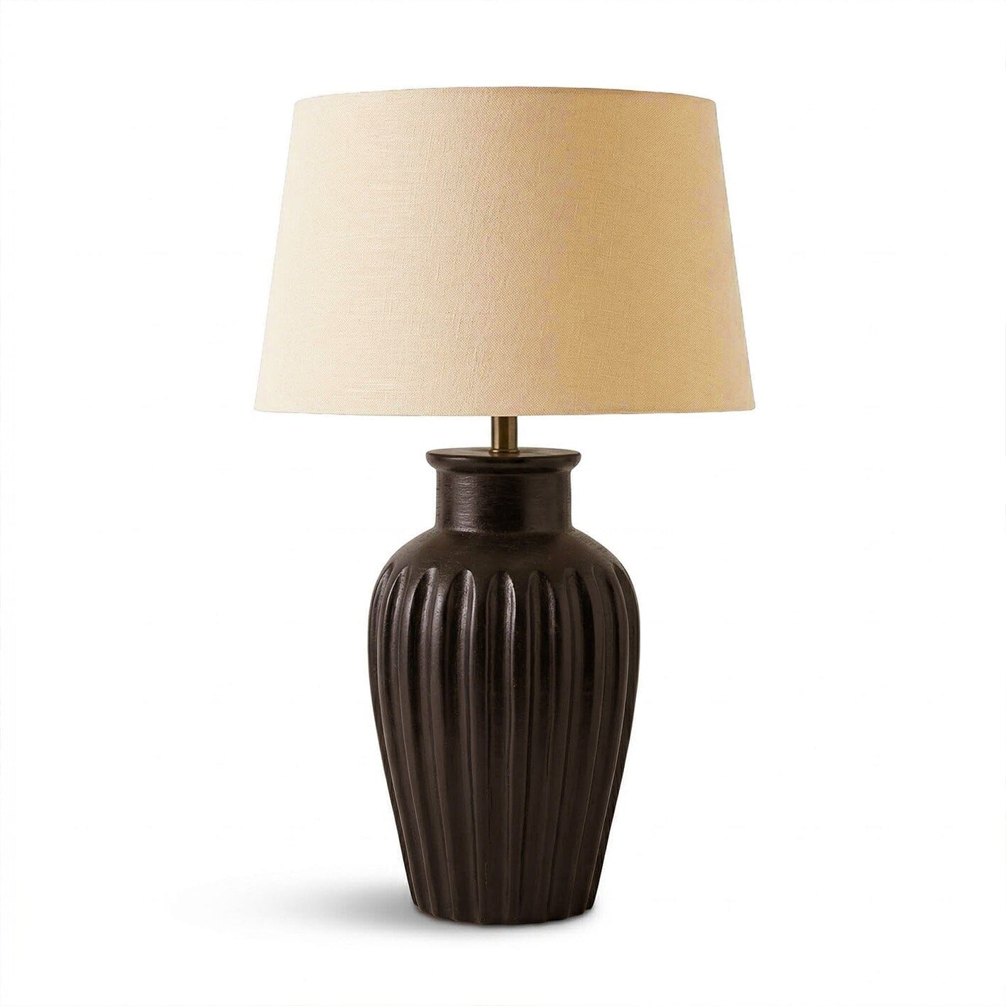 Burcot 28cm Jet Black Mango Wood Lamp Base with Coningsby 30cm Shade - Taupe - Laura James 