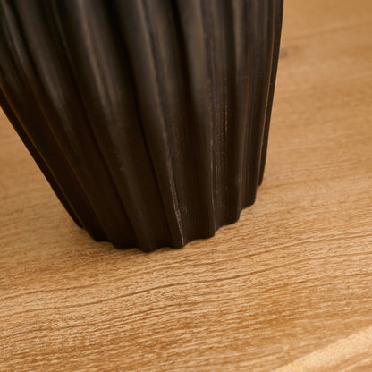 Burcot 28cm Jet Black Mango Wood Lamp Base with Coningsby 30cm Shade - Taupe - Laura James 