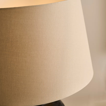 Burcot 28cm Jet Black Mango Wood Lamp Base with Coningsby 30cm Shade - Taupe - Laura James 