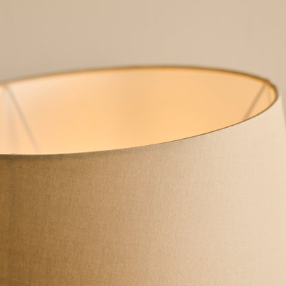 Burcot 28cm Jet Black Mango Wood Lamp Base with Coningsby 30cm Shade - Taupe - Laura James 