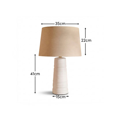 Burleigh 43cm Ceramic Table Lamp Base - White & Coningsby 35cm Cotton Lamp Shade - Taupe - Laura James