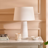 Burleigh 43cm White Ceramic Table Lamp Base & Coningsby Snow White Cotton Lampshade - 35cm