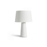 Burleigh 43cm Ceramic Table Lamp Base - White & Coningsby 35cm Cotton Lamp Shade - Snow White - Laura James