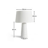 Burleigh 43cm Ceramic Table Lamp Base - White & Coningsby 35cm Cotton Lamp Shade - Snow White - Laura James