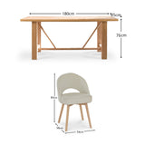 Carter Whitewash Rectangular Dining Table with 6 Marilyn Boucle Dining Chairs with Whitewash Legs - Laura James 