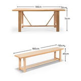 Carter 2 Seater Dining Bench - Whitewash Oak - Laura James 