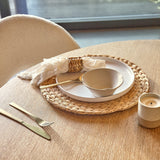 Carter Whitewash Round Dining Table with 4 marilyn Boucle Dining Chairs with Whitewash Legs - Laura James 
