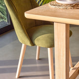 Carter Whitewash Rectangular Dining Table with 6 Freya Fern Green Dining Chairs with Whitewash Legs - Laura James 