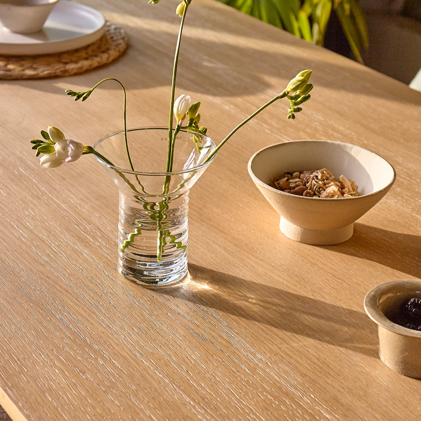 Carter Whitewash Rectangular Dining Table with 2 Carter Whitewash Dining Benches - Laura James 