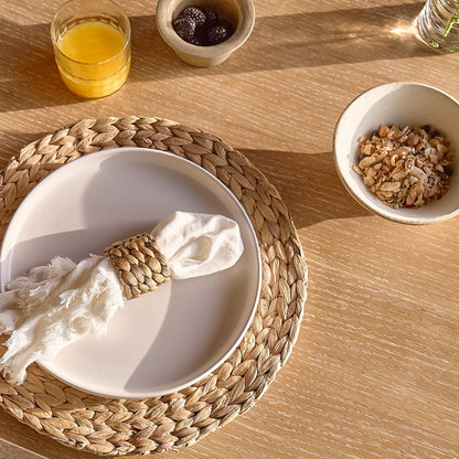 Carter Whitewash Dining Table with 6 Freya Boucle Dining Chairs with Whitewash Legs - Laura James 
