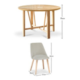 Carter Whitewash Round Dining Table with 4 Freya Boucle Dining Chairs with Whitewash Legs - Laura James 