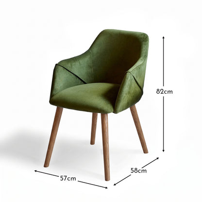 Freya Fern Green Armchair - Set of 2 - Almond Brown Legs