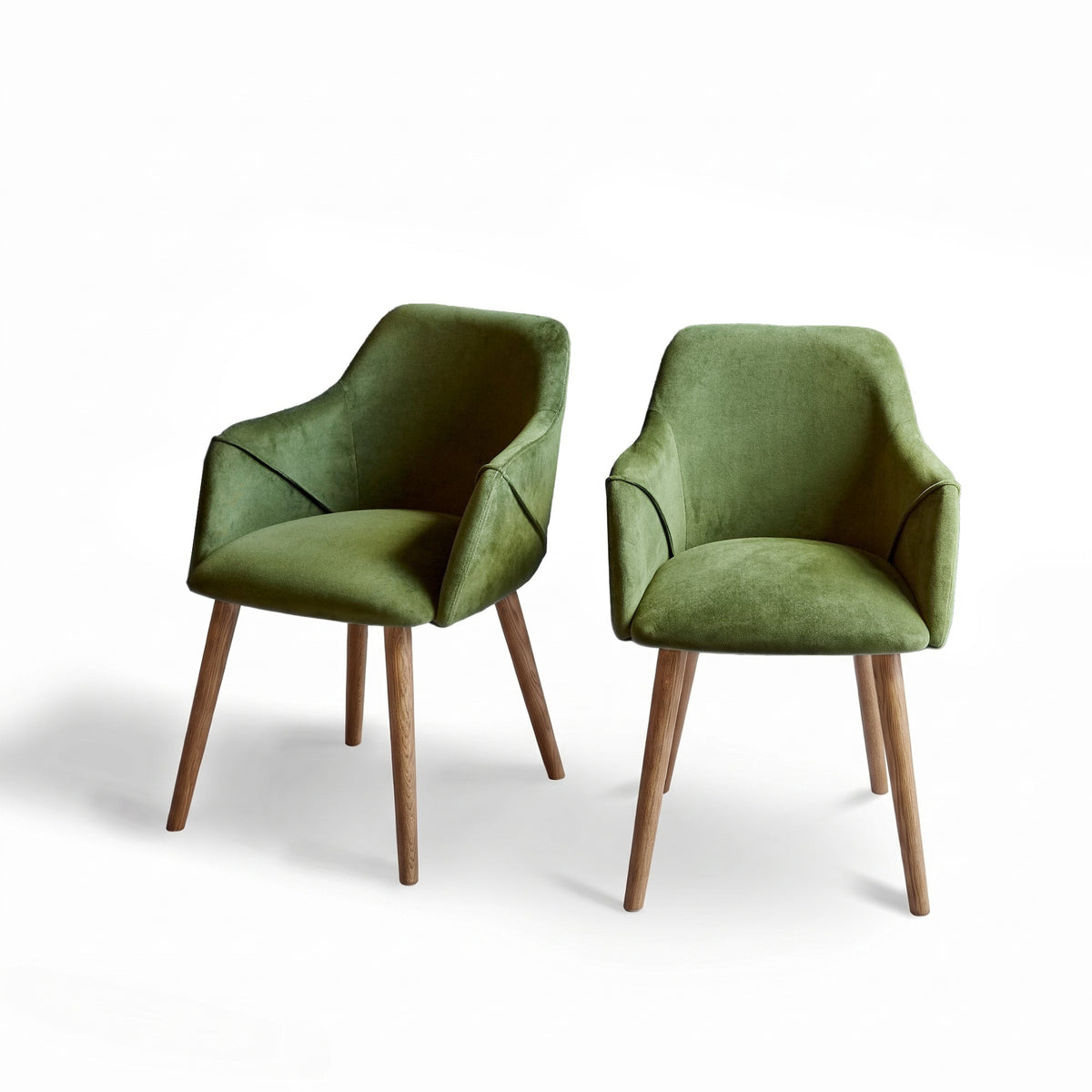 Freya Fern Green Armchair - Set of 2 - Almond Brown Legs