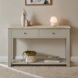 OUTLET - Chatsworth Linen Grey 2 Drawer Console Table - 120cm
