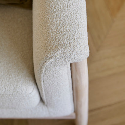 Carter Beige Boucle Occasional Armchair - Whitewash Legs - Laura James 