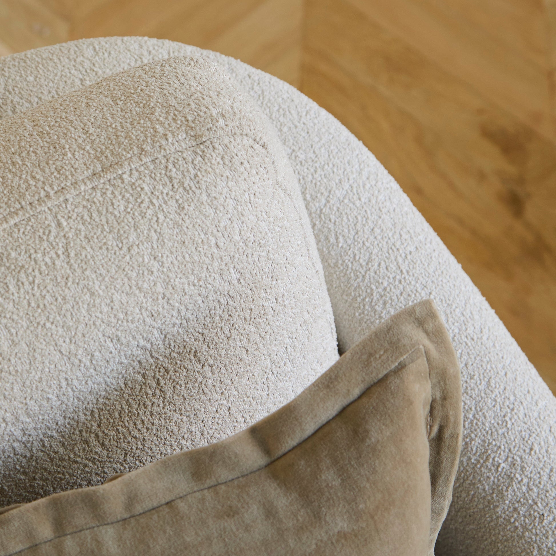 Carter Beige Boucle Occasional Armchair - Whitewash Legs - Laura James 