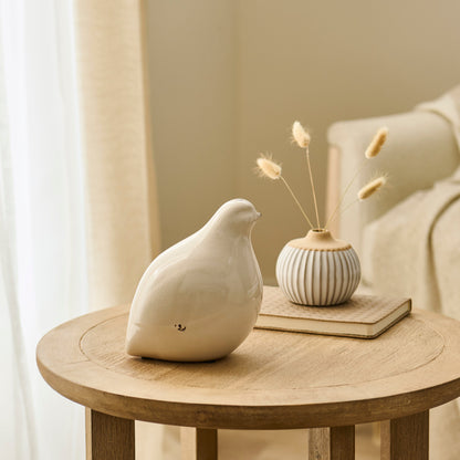 Cali 10cm Ceramic Bird Ornament - Off White - Laura James