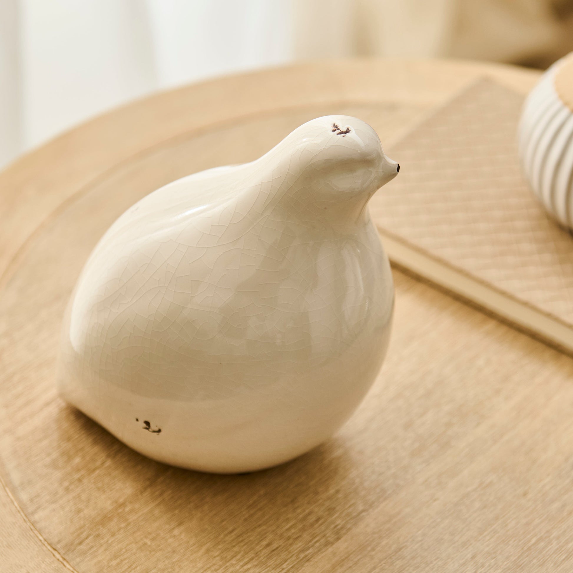 Cali 10cm Ceramic Bird Ornament - Off White - Laura James