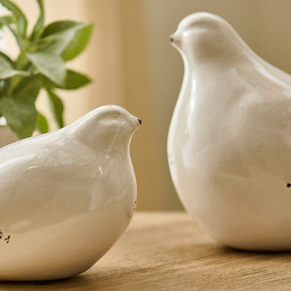 Cali 10cm Ceramic Bird Ornament - Off White - Laura James