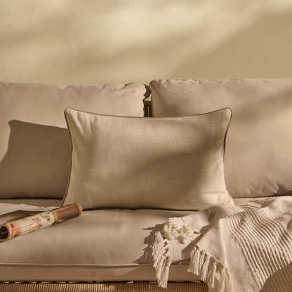 Camber 35x55cm Outdoor Cushion Cover - Off White with Sand Piping - Laura James