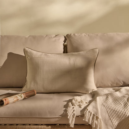 Camber 35x55cm Outdoor Cushion Cover - Off White with Sand Piping - Laura James