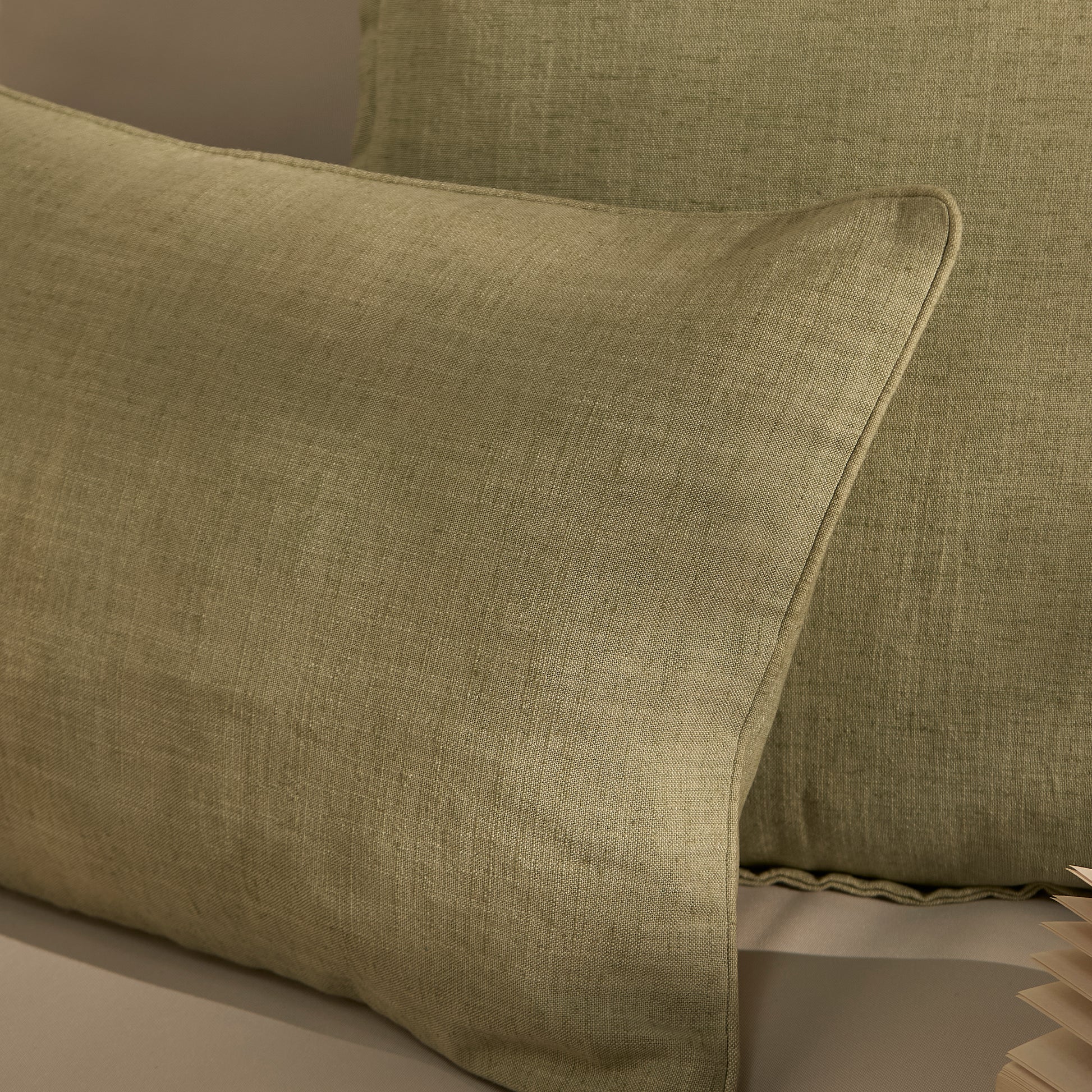 Camber 35x55cm Outdoor Cushion Cover - Sage Green with Off White Piping - Laura James