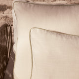 Camber 45x45cm Outdoor Scatter Cushion Cover - Off White with Sage Green Piping - Laura James