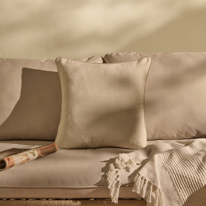 Camber 45x45cm Outdoor Cushion Cover - Off White with Sand Piping - Laura James