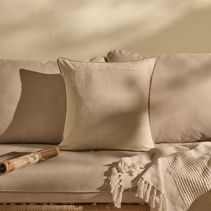 Camber 45x45cm Outdoor Cushion Cover - Off White with Sand Piping - Laura James