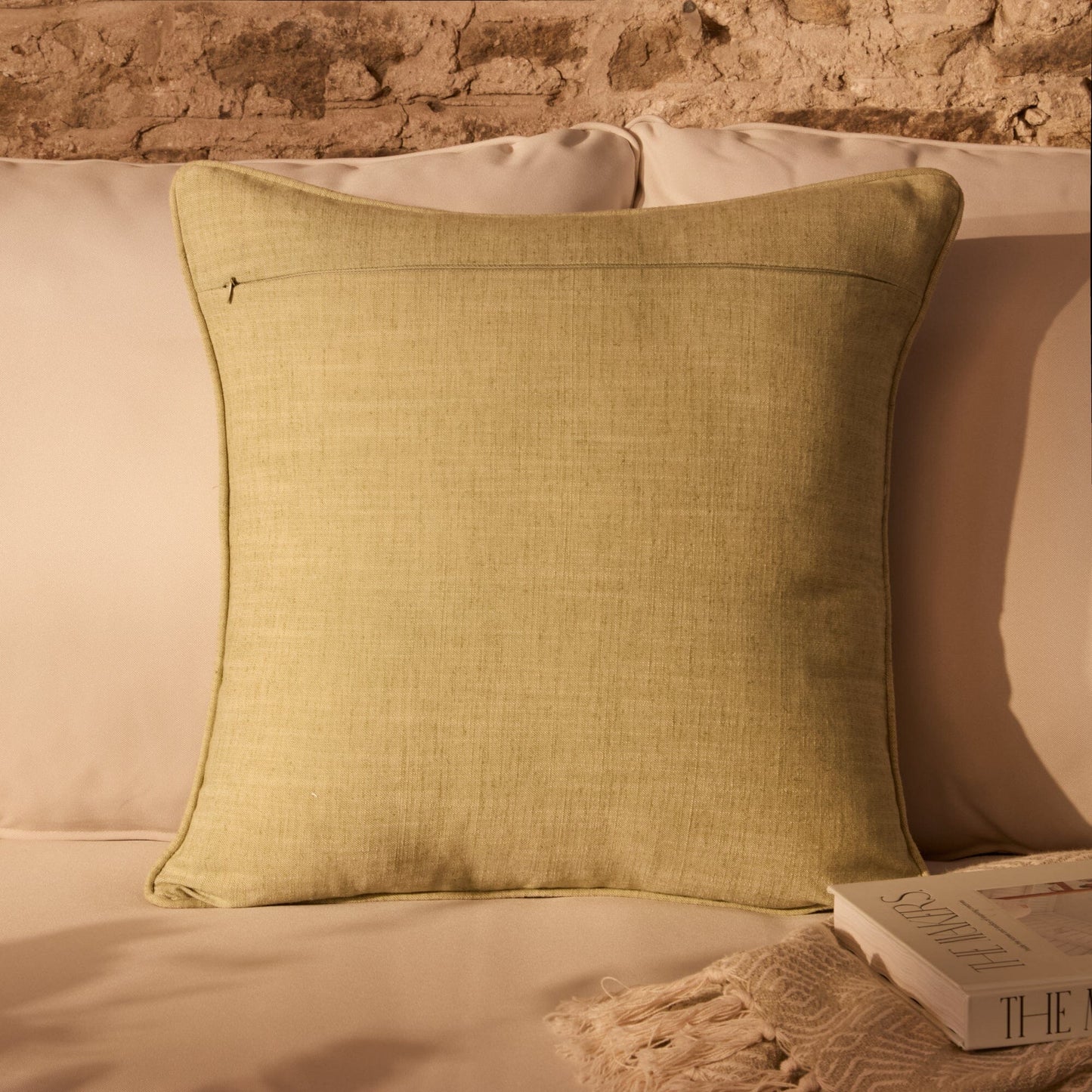 Camber 45x45cm Outdoor Cushion Cover - Sage Green with Green Piping - Laura James