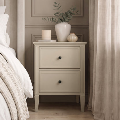 Cambrie 47cm 2 Drawer Bedside Table - Oatmeal