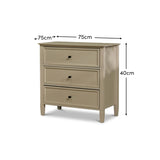 Cambrie 75cm 3 Drawer Chest of Drawers - Oatmeal - Laura James 