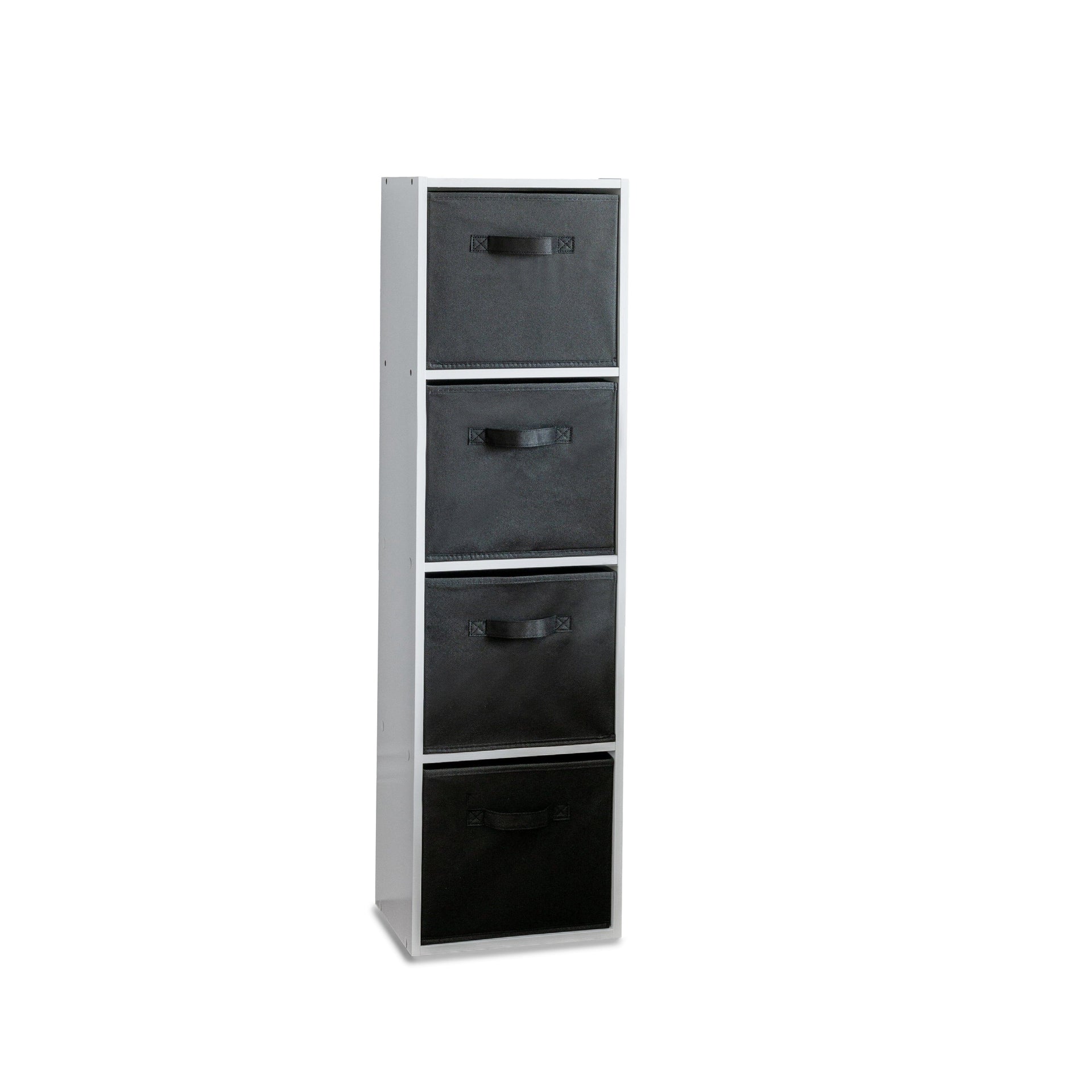 Cara 4 Tier Storage Unit Chalk White Bookcase Boxes