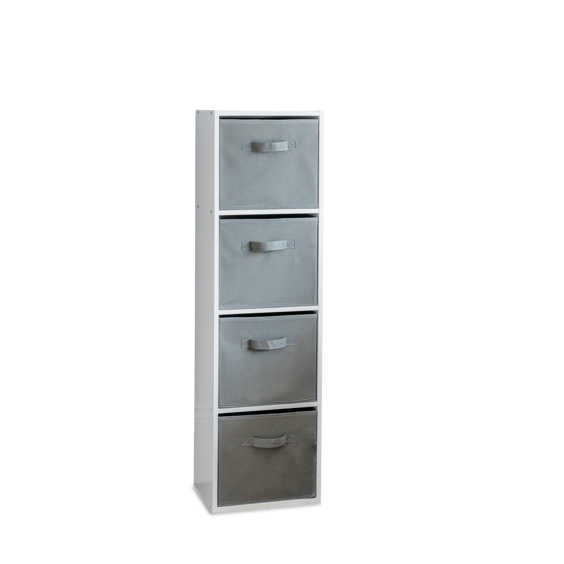 Cara 4 Tier Storage Unit Chalk Bookcase Grey Boxes