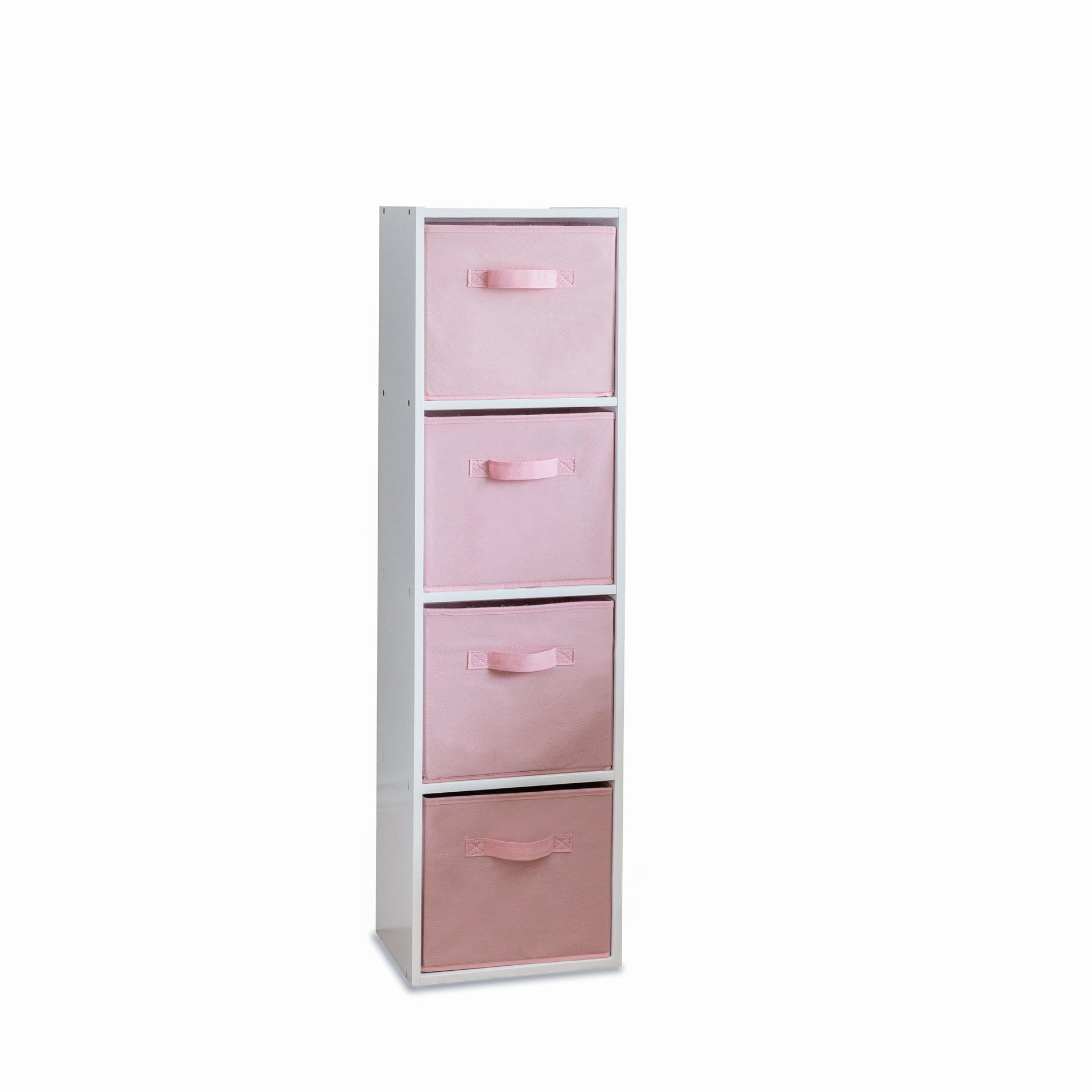Cara 4 Tier Storage Unit Chalk Bookcase Pink Boxes