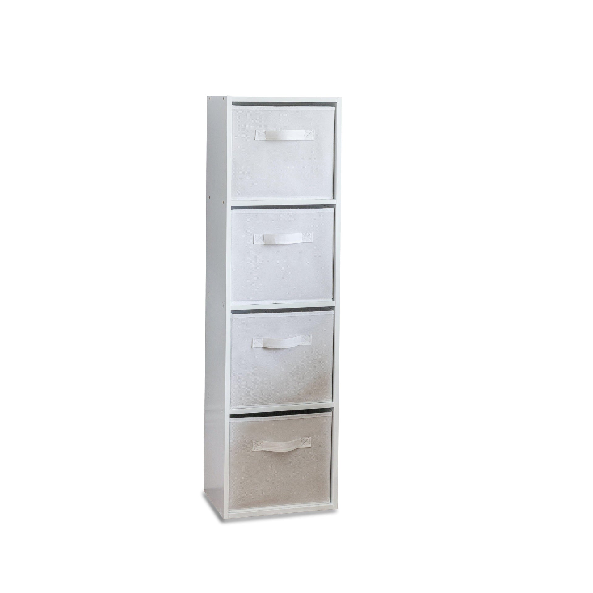 Cara 4 Tier Storage Unit Chalk Bookcase Boxes