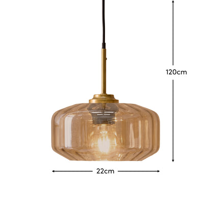 Carrick 22cm Glass Pendant Light - Champagne Glass and Satin Gold