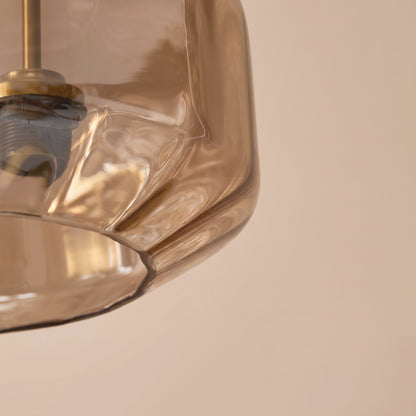 Carrick 22cm Glass Pendant Light - Champagne Glass and Satin Gold