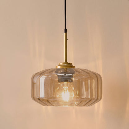 Carrick 22cm Glass Pendant Light - Champagne Glass and Satin Gold