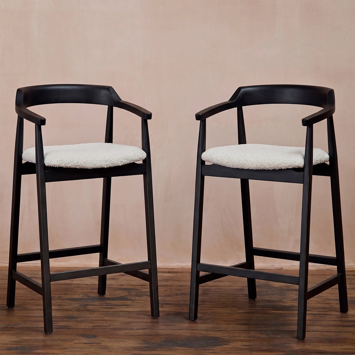 Carter Boucle Bar Stool - Black Oak Legs - Laura James 