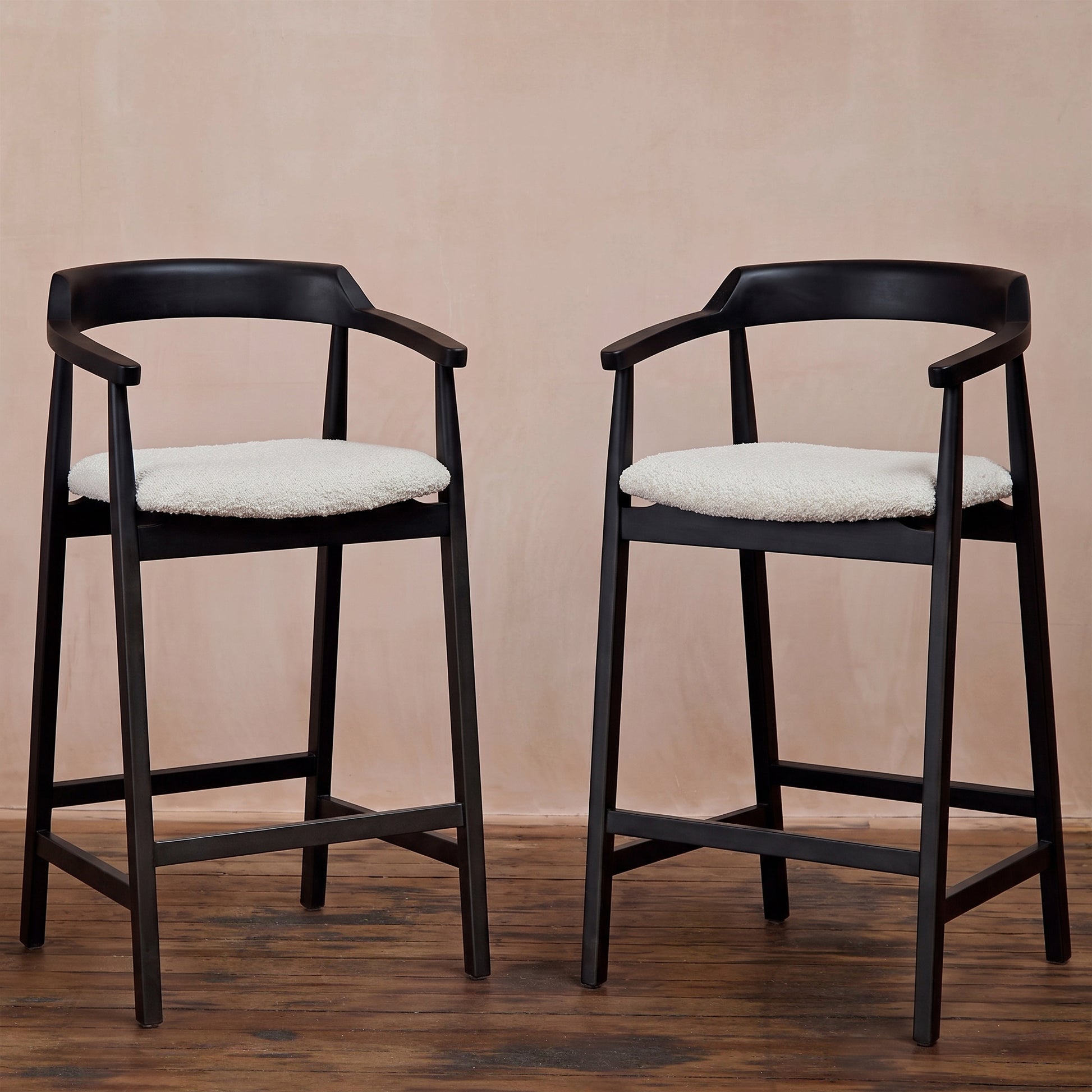 Carter Boucle Bar Stool - Black Oak Legs - Laura James 