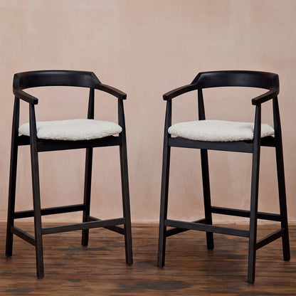 Carter Boucle Bar Stool - Black Oak Legs - Laura James 