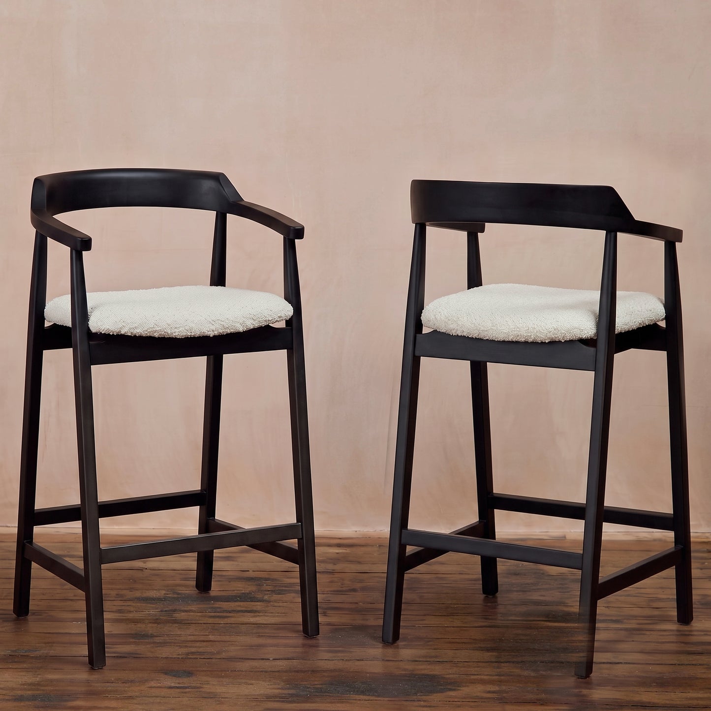 Carter Boucle Bar Stool - Black Oak Legs - Laura James 