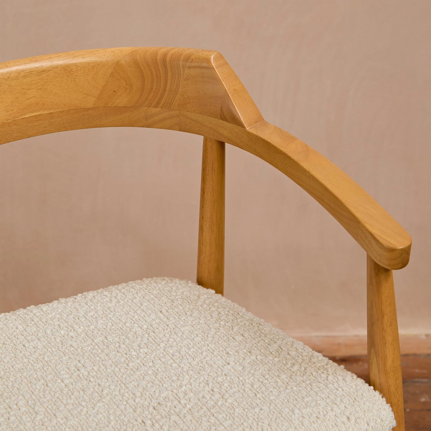 Carter Boucle Bar Stool - Pale Oak Legs - Laura James 