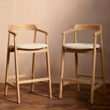 Carter Boucle Bar Stool - Whitewash Oak Legs