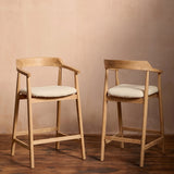Carter Boucle Bar Stool - Whitewash Oak Legs