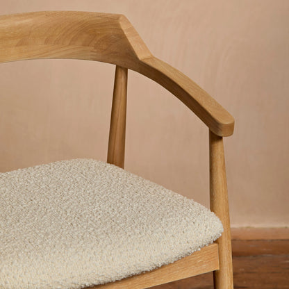 Carter Boucle Bar Stool - Whitewash Oak Legs