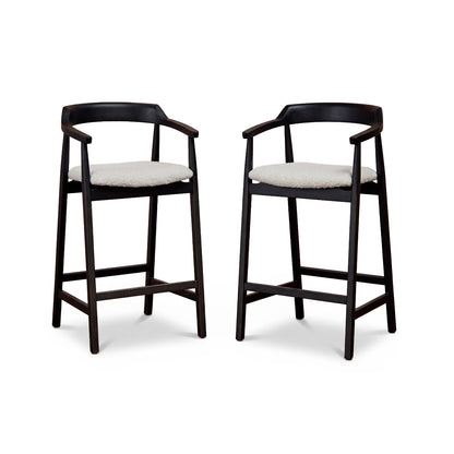 Carter Boucle Bar Stool - Black Oak Legs - Laura James 