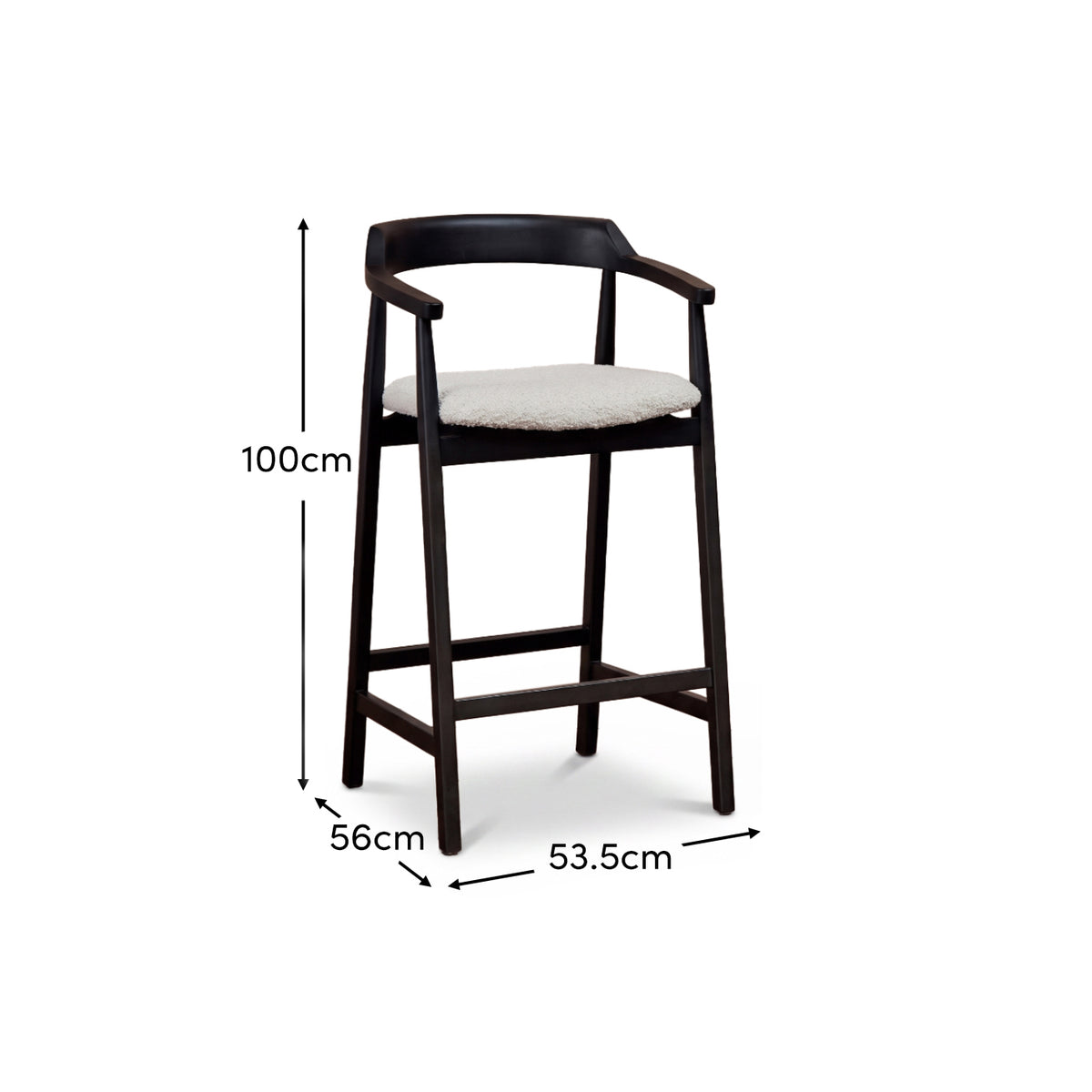 Carter Boucle Bar Stool - Black Oak Legs - Laura James 