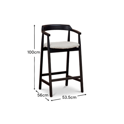 Carter Boucle Bar Stool - Black Oak Legs - Laura James 